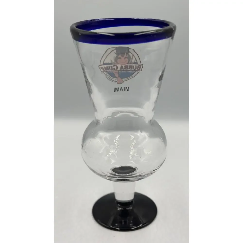 Bubba Gump Shrimp Company Cobalt Blue Hand Blown Hurricane Glass MIAMI